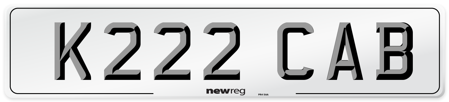 K222 CAB Number Plate from New Reg